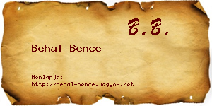 Behal Bence névjegykártya